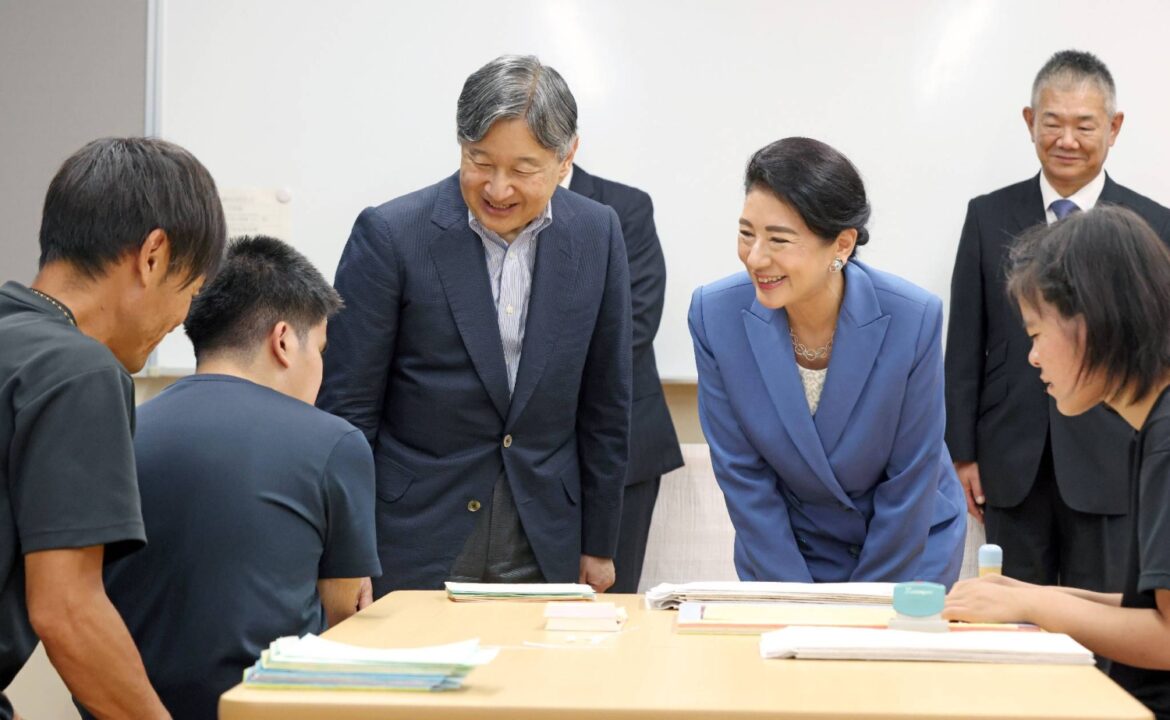 Emperor and empress visit school for low-vision people