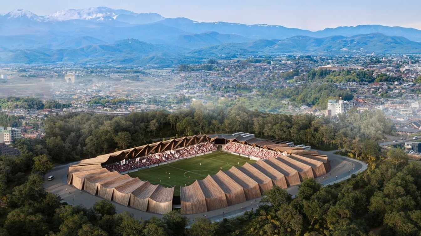 The new stadium for Fukushima United FC has been designed by the Japanese studio Vuild. 