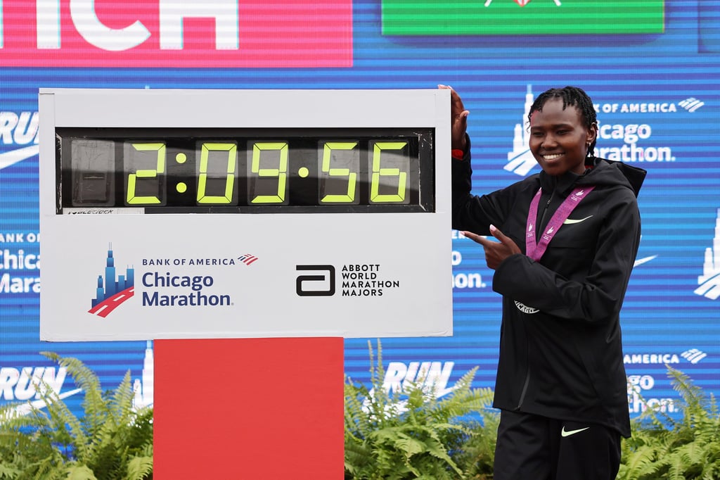 World record holder Ruth Chepngetich is suspended for testing positive for a diuretic. Photo: Getty Images