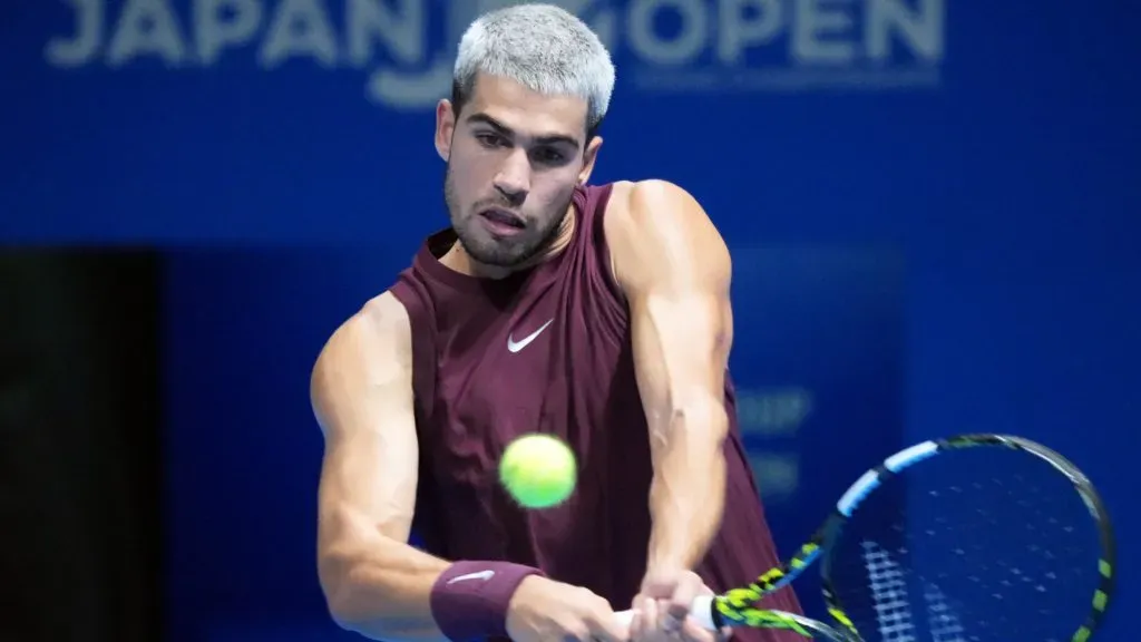 Carlos Alcaraz in action during the Japan Open. (Koji Watanabe/Getty Images)
