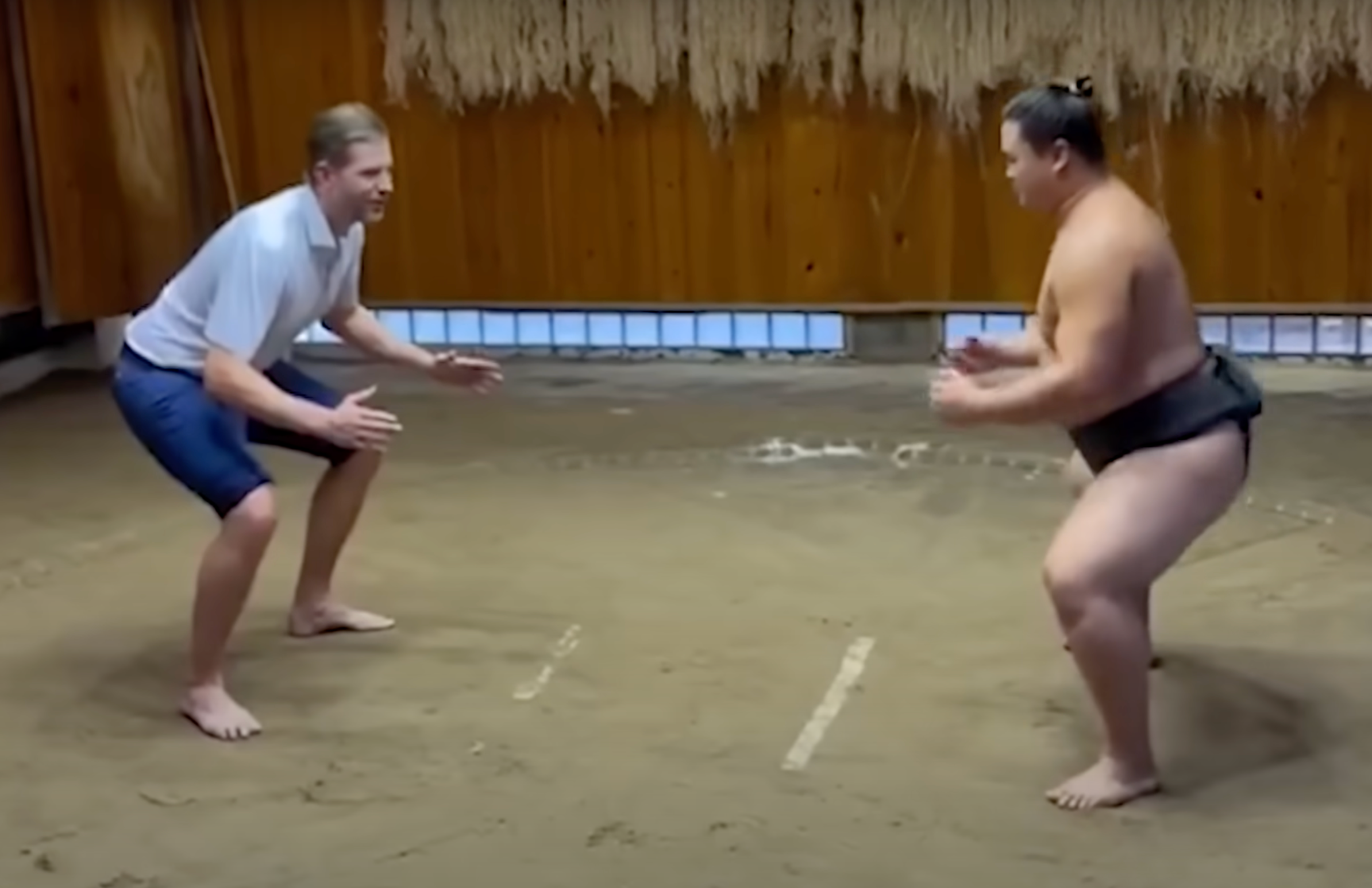 Eric Trump squares up to Yokozuna in Tokyo, Japan, on Monday