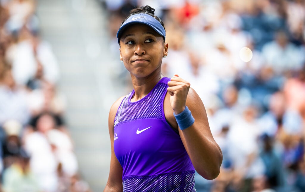 Naomi Osaka of Japan in action against Hailey Baptiste of the United States in the second round on Day 5 of the US Open at USTA Billie Jean King National Tennis Center.