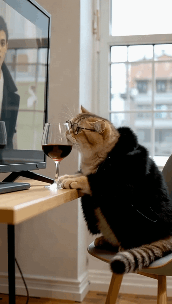 You’ve Never Seen a cat chill like this 😎🍷 please also like and share and subscribe to my YouTube channel on the link on my bio