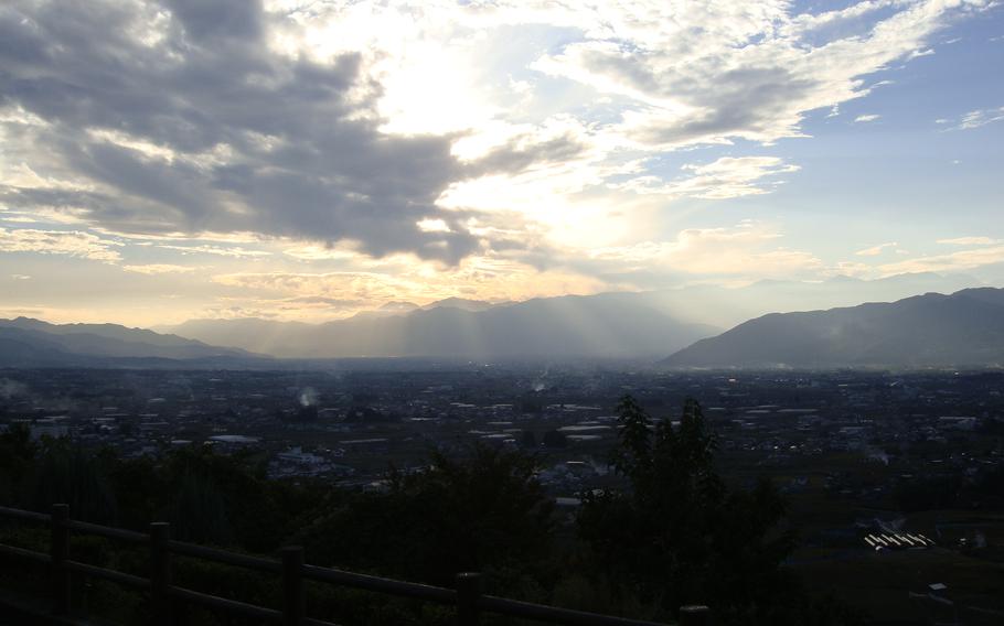 sunlight shines on mountains in Yamanashi