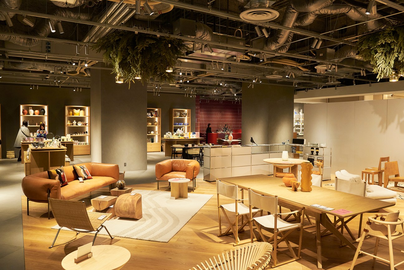 Cozy cafe interior with warm lighting and wooden furniture