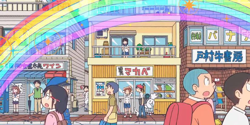 A rainbow appears in City the Animation