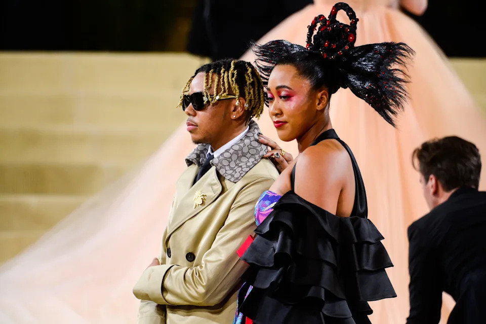 NEW YORK, NEW YORK - SEPTEMBER 13: Rapper Cordae (L) and professional tennis player Naomi Osaka attend the 2021 Met Gala Celebrating In America: A Lexicon Of Fashion at the Metropolitan Museum Of Art on September 13, 2021 in New York City.