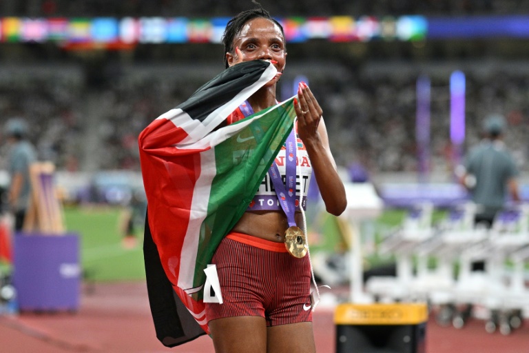 Beatrice Chebet of Kenya will be back for a tilt at a distance double in front of a full house in Tokyo after winning the 10,000 metres world title. (Photo: AFP)