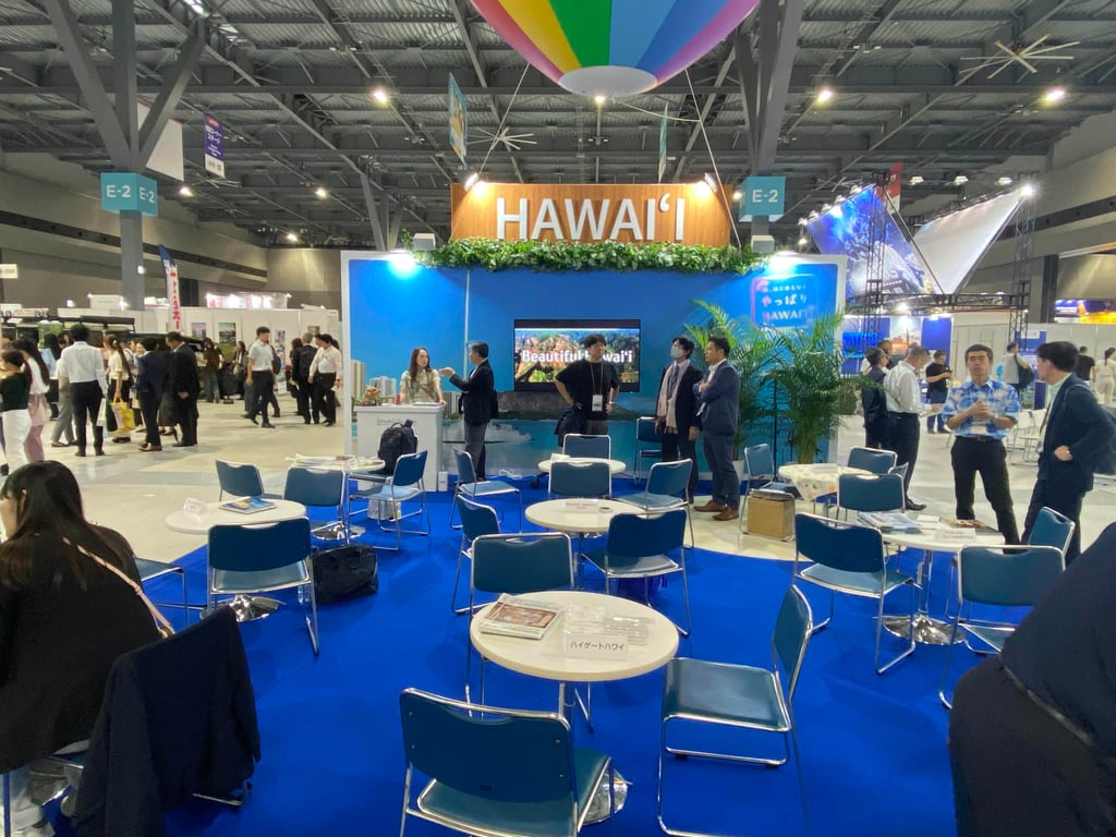 A Hawaii booth at the Tourism Expo Japan 2025 in Nagoya. Only three US states including Hawaii hosted stand-alone booths at this year’s travel fair. Photo: Julian Ryall