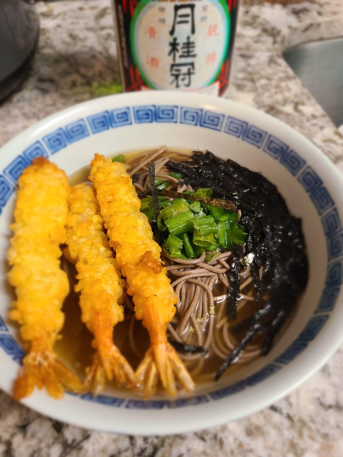 Soba with shrimp tempura