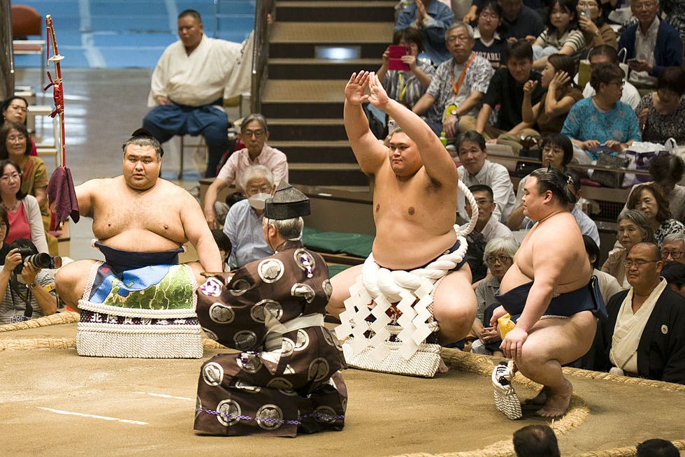 the grand sumo tournament, which was attended by the duke and duchess of edinburgh, at ryogoku kokugikan national sumo arena in tokyo, on day one of their visit to japan. picture date: friday september 19, 2025. (photo by jane barlow/pa images via getty images)