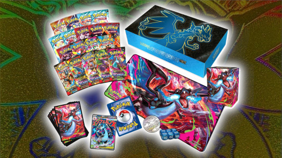 Pokemon TCG Inferno X Mega Charizard X ex price spike - Pokemon Company sales image showing the Mega Charizard X ex Ultra Premium Collection