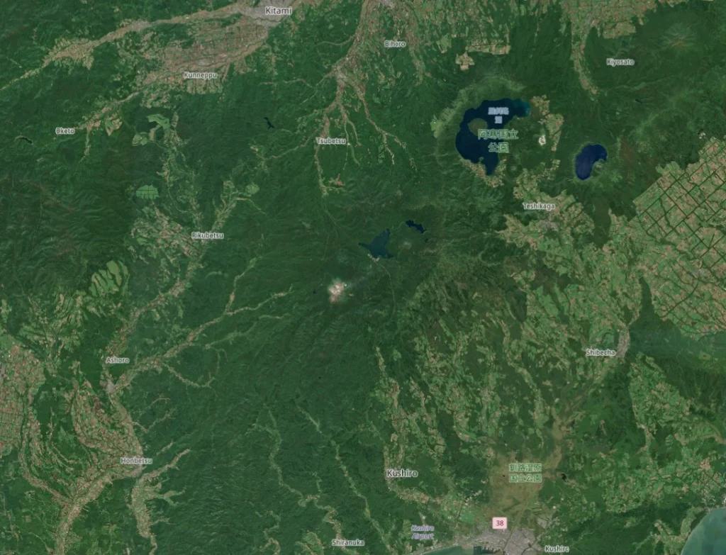 satellite image of meakandake volcano on september 15 2025 bg
