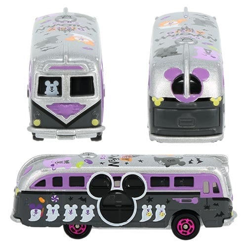 Toy van decorated with 2025 Halloween Merchandise from Tokyo Disney Resort, featuring Mickey Mouse and ghost illustrations.