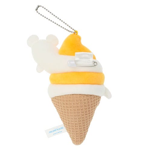 2025 Tokyo Disney Resort Halloween merchandise: plush ice cream cone keychain with bear top and safety pin detail.