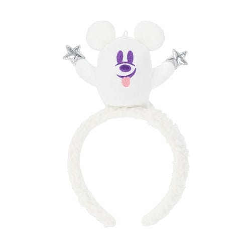 White headband featuring a plush mouse with purple eyes, silver star wands—exclusive Tokyo Disney Resort 2025 Halloween merchandise.