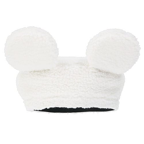White, fluffy hat with round bear ears—part of Tokyo Disney Resort’s 2025 Halloween Merchandise collection.