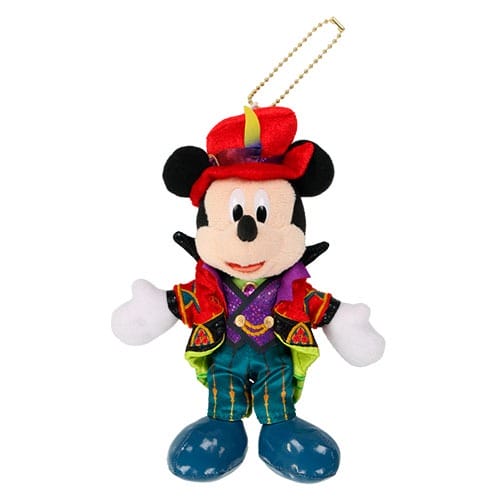 Plush Mickey Mouse ornament in a colorful magician outfit from the 2025 Halloween Merchandise at Tokyo Disney Resort.