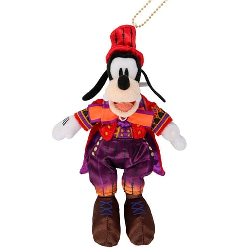 Plush Goofy toy in a circus outfit with red hat, purple pants, and chain—exclusive to Tokyo Disney Resort.