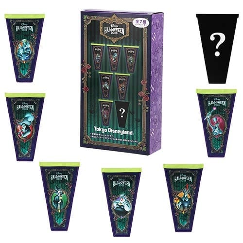 Tokyo Disney Resort 2025 Halloween Merchandise: villain shot glass set with six revealed and one mystery design. Prices may vary.