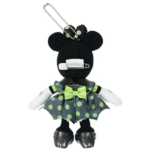 Plush keychain of a mouse in a gray dress with bat wings—2025 Tokyo Disney Resort Halloween Merchandise.