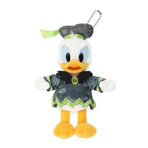 Tokyo Disney Resort 2025 Halloween merchandise: Plush Donald Duck in a green and black outfit with a matching hat and chain.