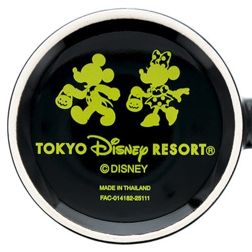 Black cup bottom with yellow Mickey & Minnie holding pumpkin buckets, 2025 Halloween Merchandise at Tokyo Disney Resort.