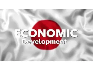 the-words-economic-development-over-a-japanese-flag