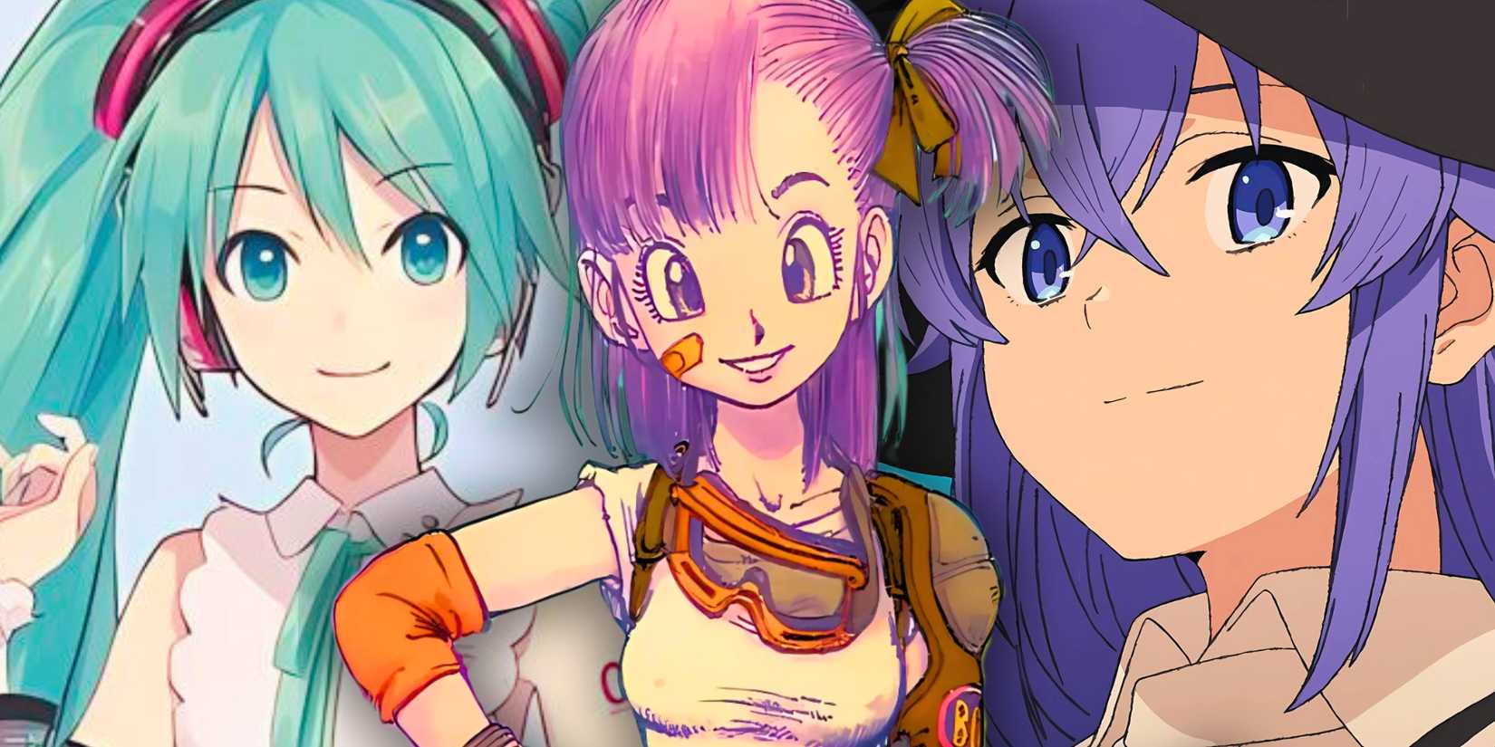 Hatsune Miku, Bulma from the Dragon Ball manga and Roxy from Mushoku Tensei