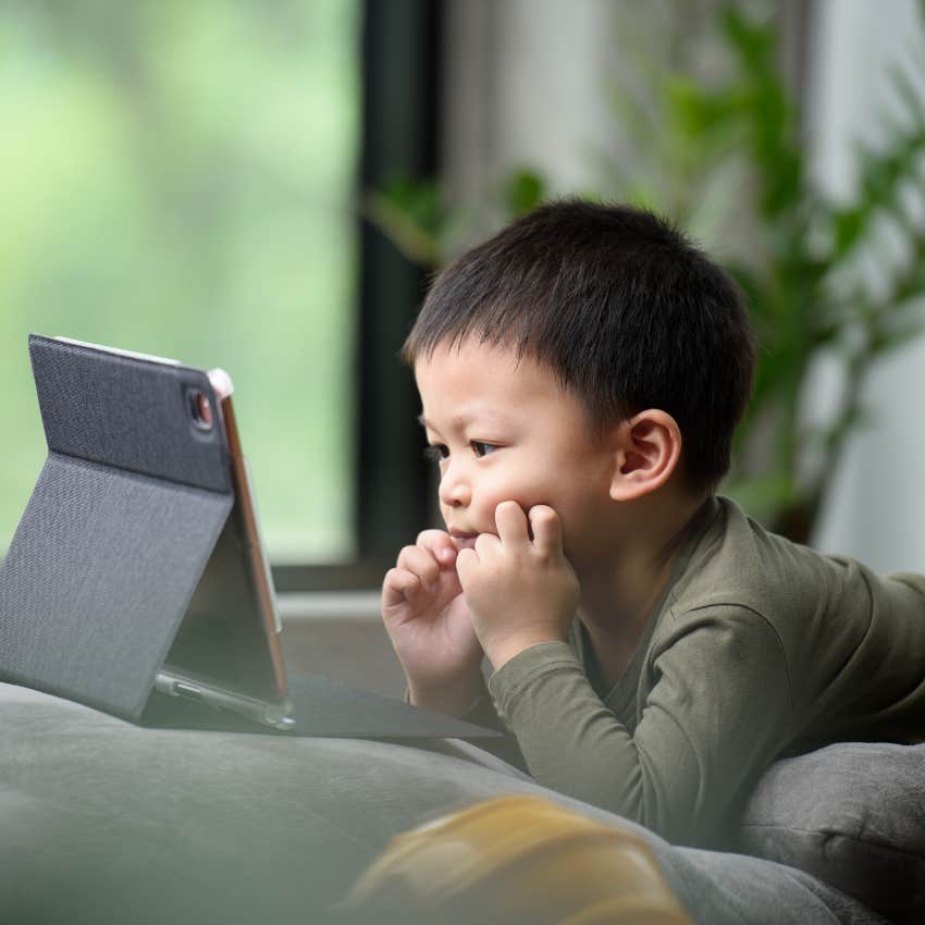 toddler watching a tablet