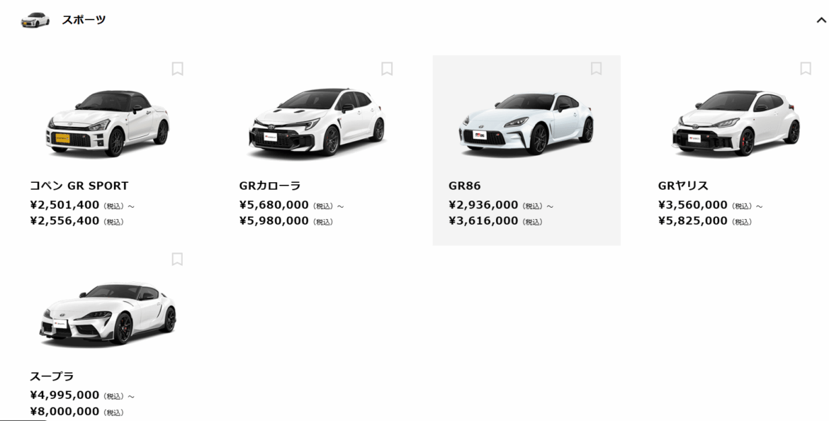 Toyota GR Sports line up in Japan as of 19th Sept 2025