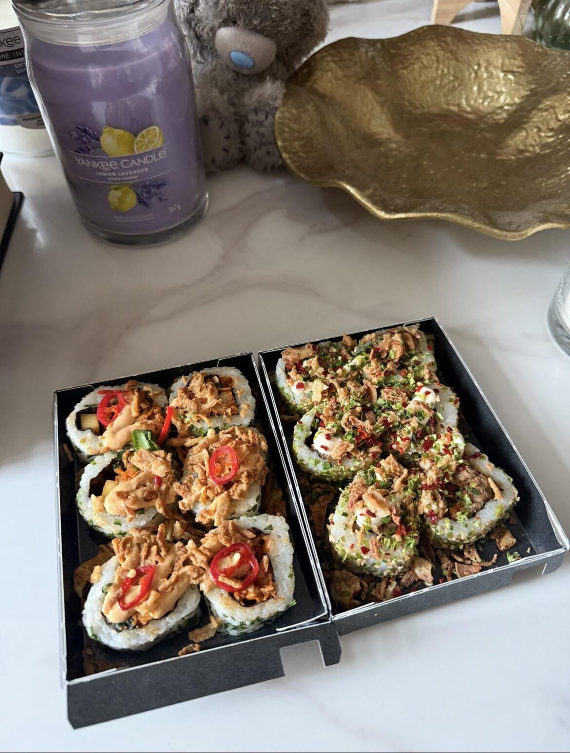 Katsu Chicken and Duck Dragon Rolls 🤤 Was in heaven eating this.