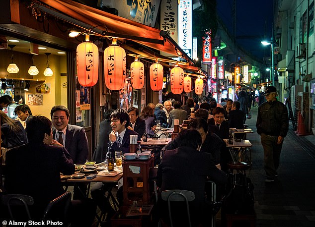 Izakayas serve a variety of different foodstuffs, with popular options including fried chicken, or 'karaage', edamame beans, tofu dishes and sashimi