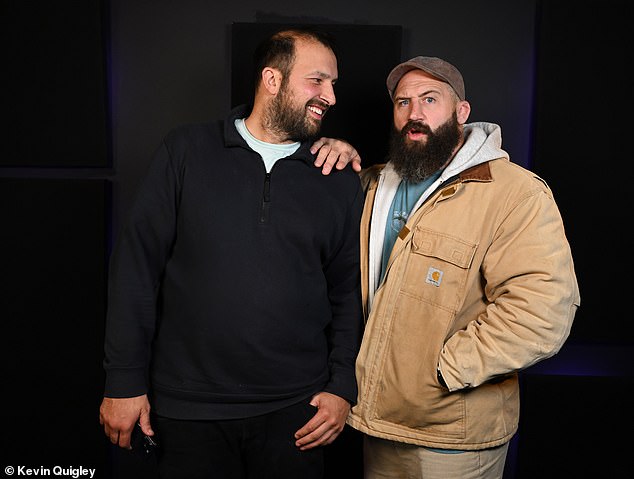 Daily Mail Sport's Nik Simon with his friend Joe Marler, the former England prop and star of the Celebrity Traitors