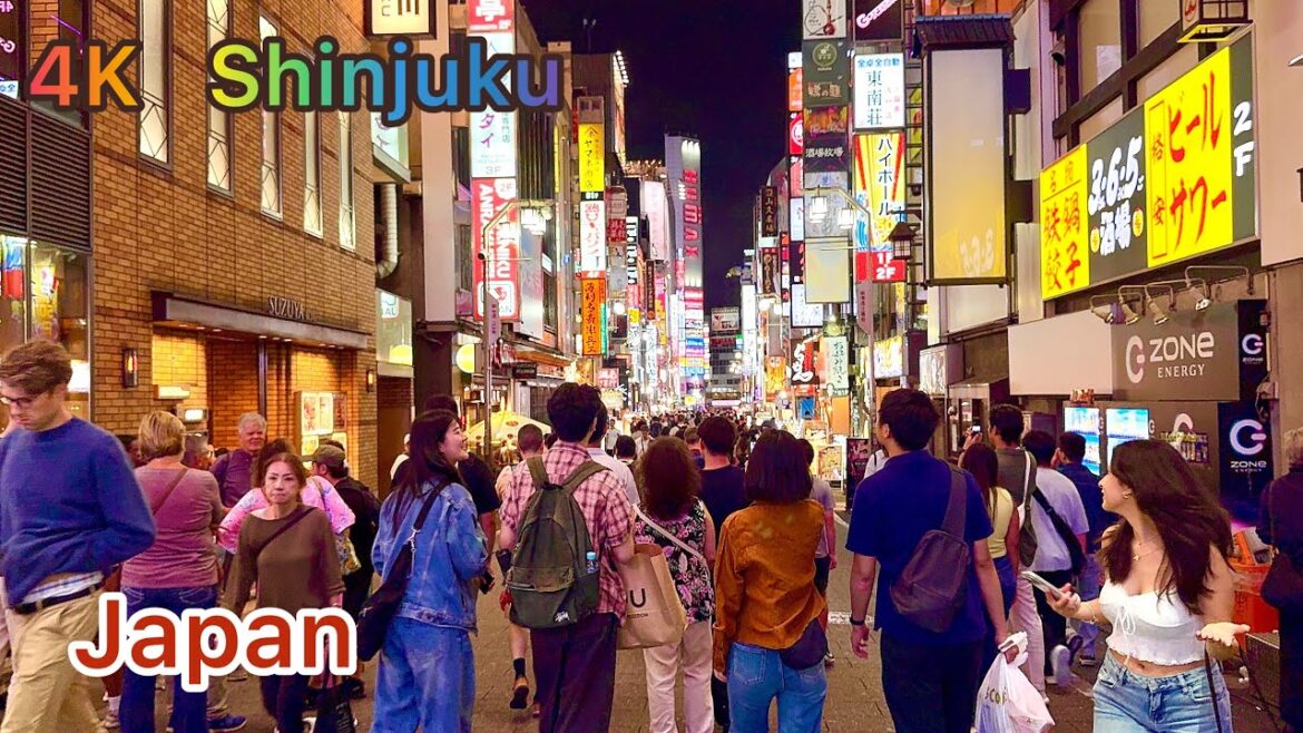 4K HDR Shinjuku walking tour. Tokyo, Japan.