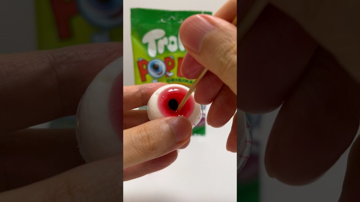 Skewered Eyeball Gummy Trolli Pop Eye Weird Halloween Gummy #shorts