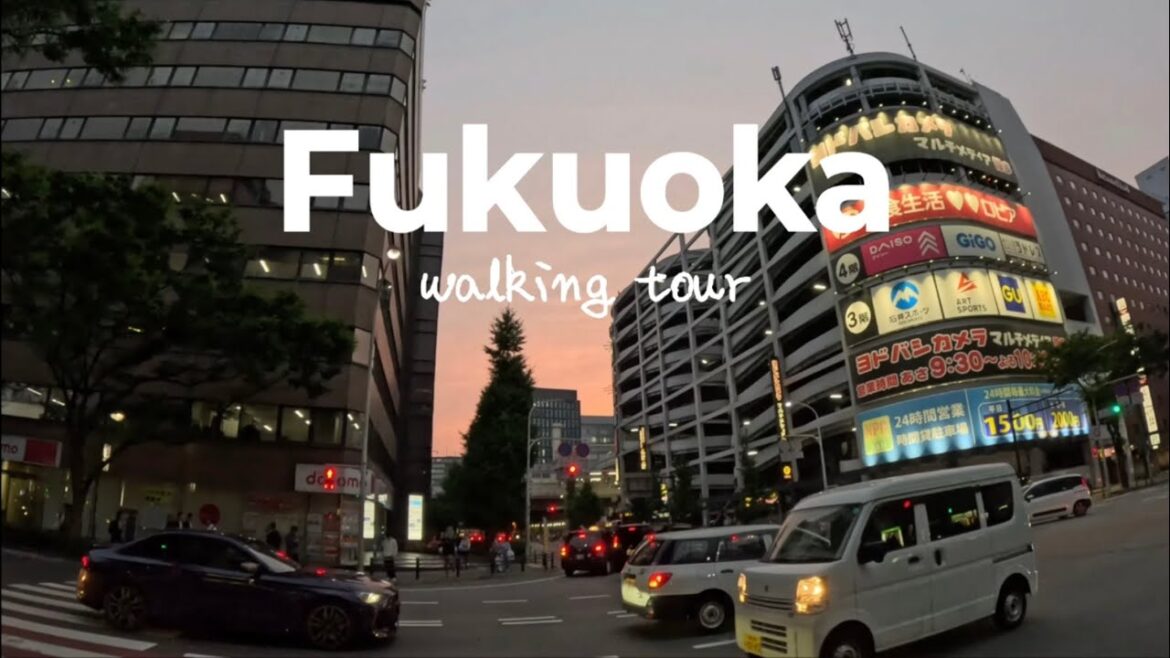 4K)Fukuoka Japan Walking Tour – Streets and City Life