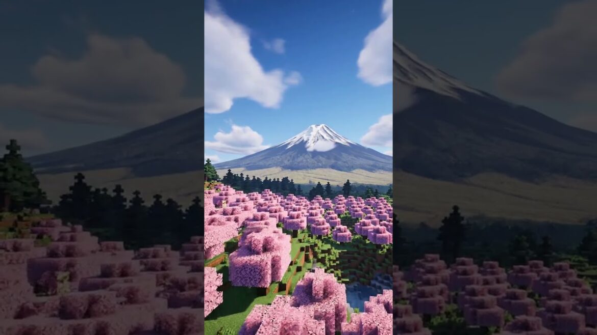 Discover Mount Fuji in Blocky Style 🗻🌸 - A Cinematic Minecraft Recreation
