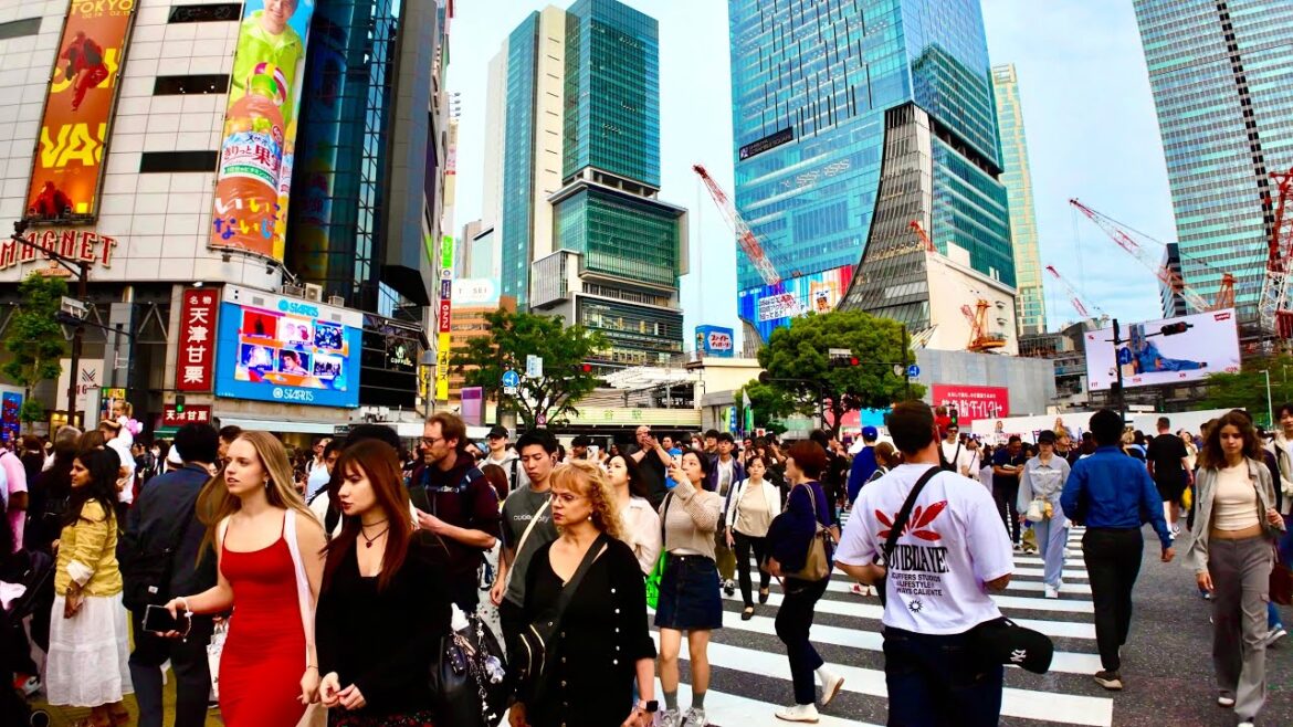 4K HDR Day walking tour in Shibuya. Tokyo, Japan.