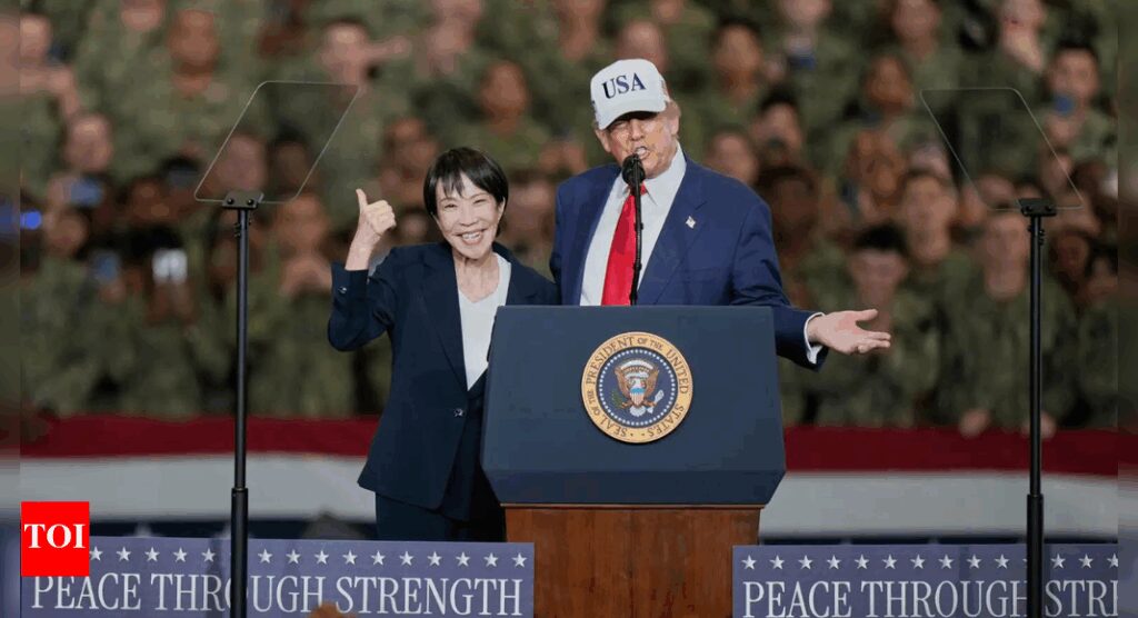 Watch: Japan’s PM Sanae Takaichi jumps in excitement on stage as Trump introduces her in Tokyo Watch: Japan’s PM Sanae Takaichi jumps in excitement on stage as Trump introduces her in Tokyo