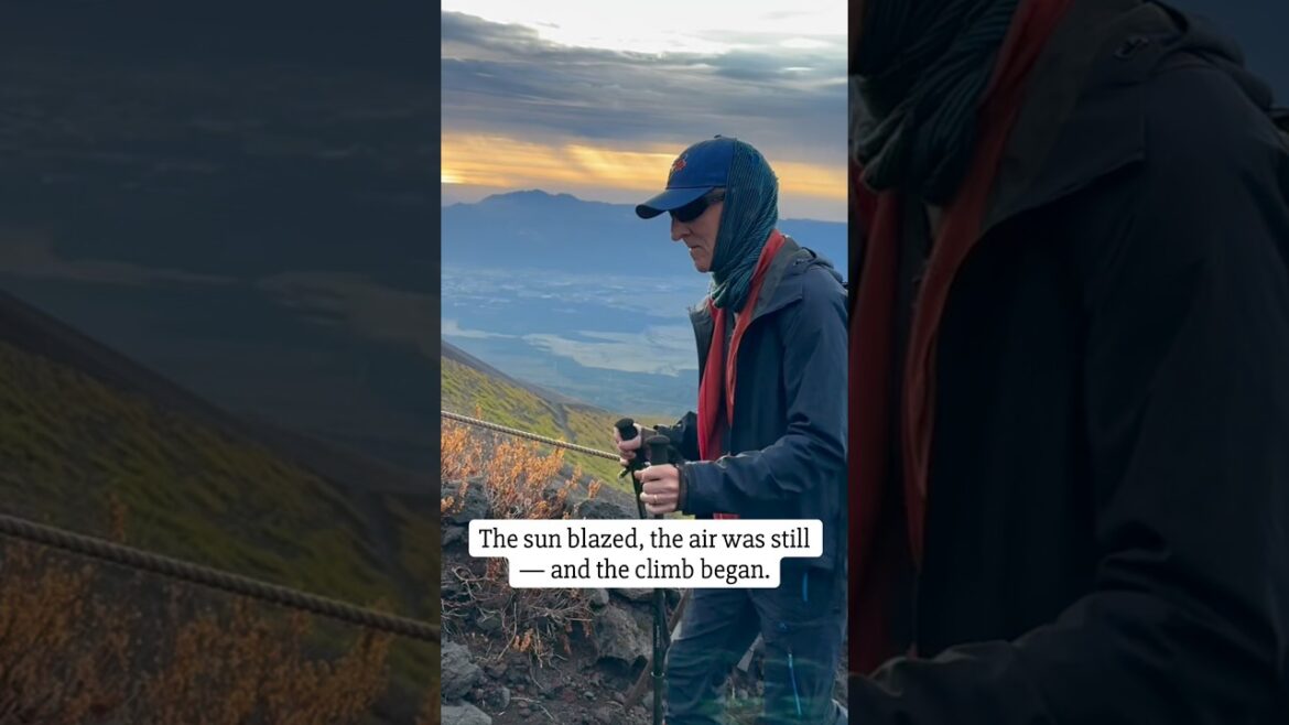 The sun blazed, the air was still, the climb began. Jagged rocks beneath my feet, Mount Fuji rising