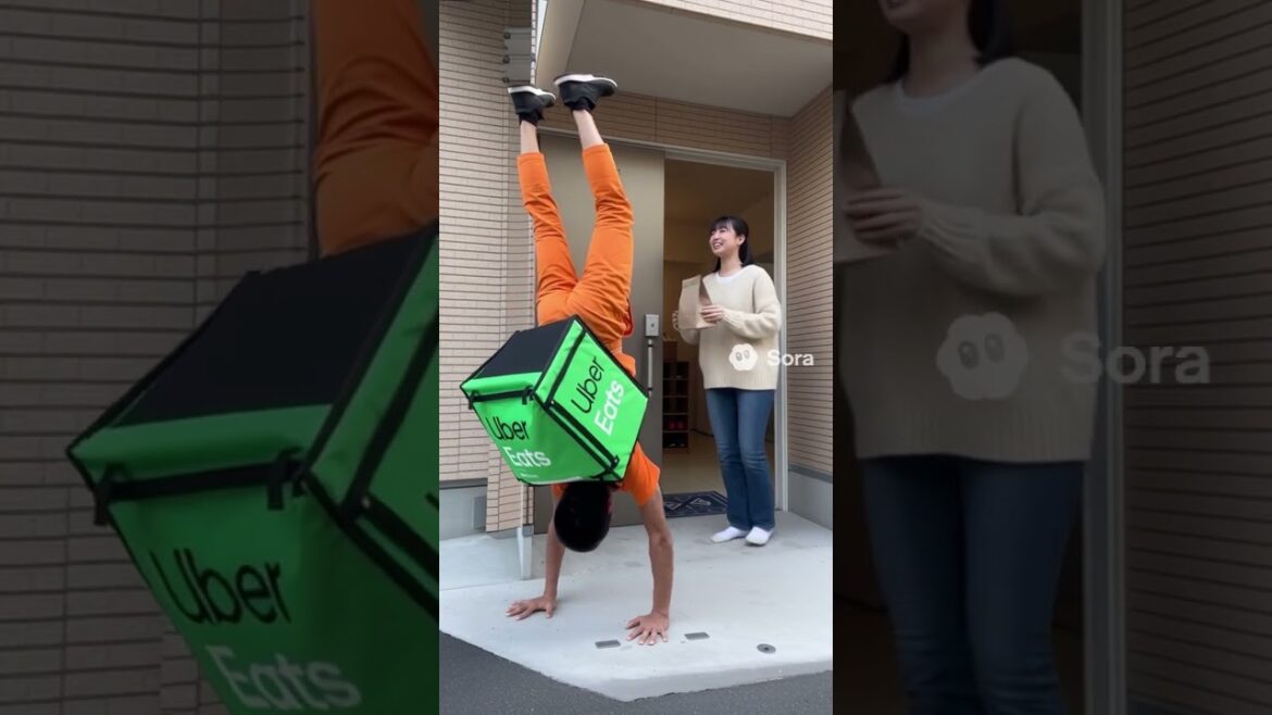 世界初 逆立ちでウーバーイーツする伝説の男　The legendary man first in the world to do Uber Eats while standingon hishands