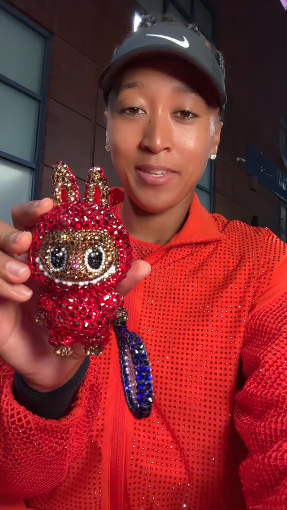 Naomi Osaka with a blinged out Labubu