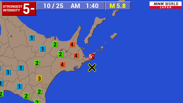 Magnitude 5.8 earthquake strikes eastern Hokkaido Magnitude 5.8 earthquake strikes eastern Hokkaido