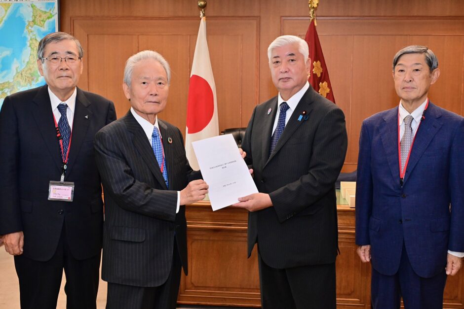 The Expert Panel on Fundamental Reinforcement of Defense Capabilities submitting its report to Japanese Defense Minister Gen NAKATANI on September 19, 2025