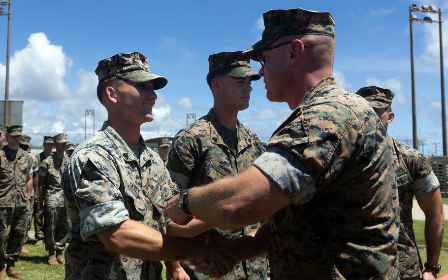 Marines being awarded medals.