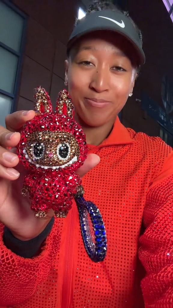 Naomi Osaka with a blinged out Labubu