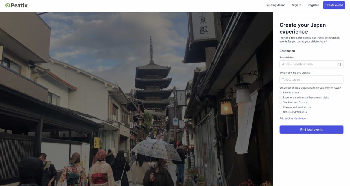 Event booking platform ‘Peatix’ launches a multi-language booking service for international visitors to Japan Event booking platform ‘Peatix’ launches a multi-language booking service for international visitors to Japan