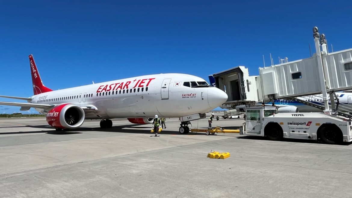 Swissport Launches Ground Handling Services at CTS An Eastar jet plane