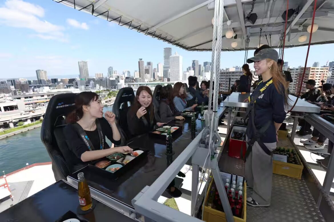 ‘Dinner in the Sky’ Opens in Osaka With Meals 40 Meters Above Ground Osaka restaurant in the sky